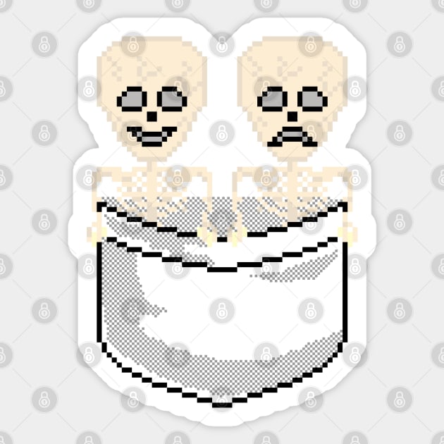 Pixel Pocket Comedy and Tragedy Skeletons Sticker by gkillerb